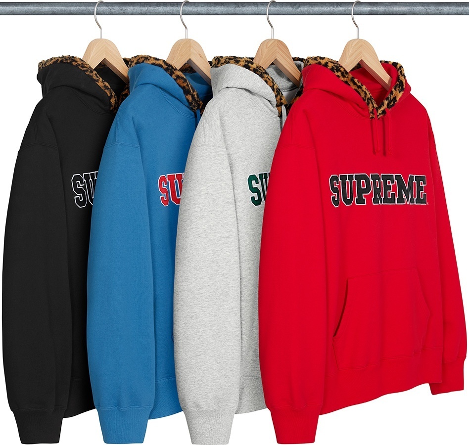 Leopard Trim Hooded Sweatshirt